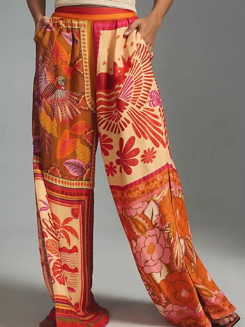Farm Rio Forest Mixed Scarves Wide-Leg Pants NWT, Size Small - Picture 3 of 3